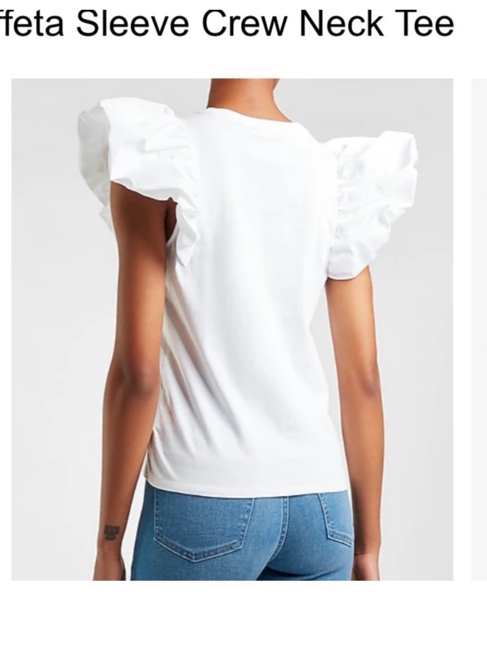Express Ruffle Sleeve White Top - Picture 4 of 9